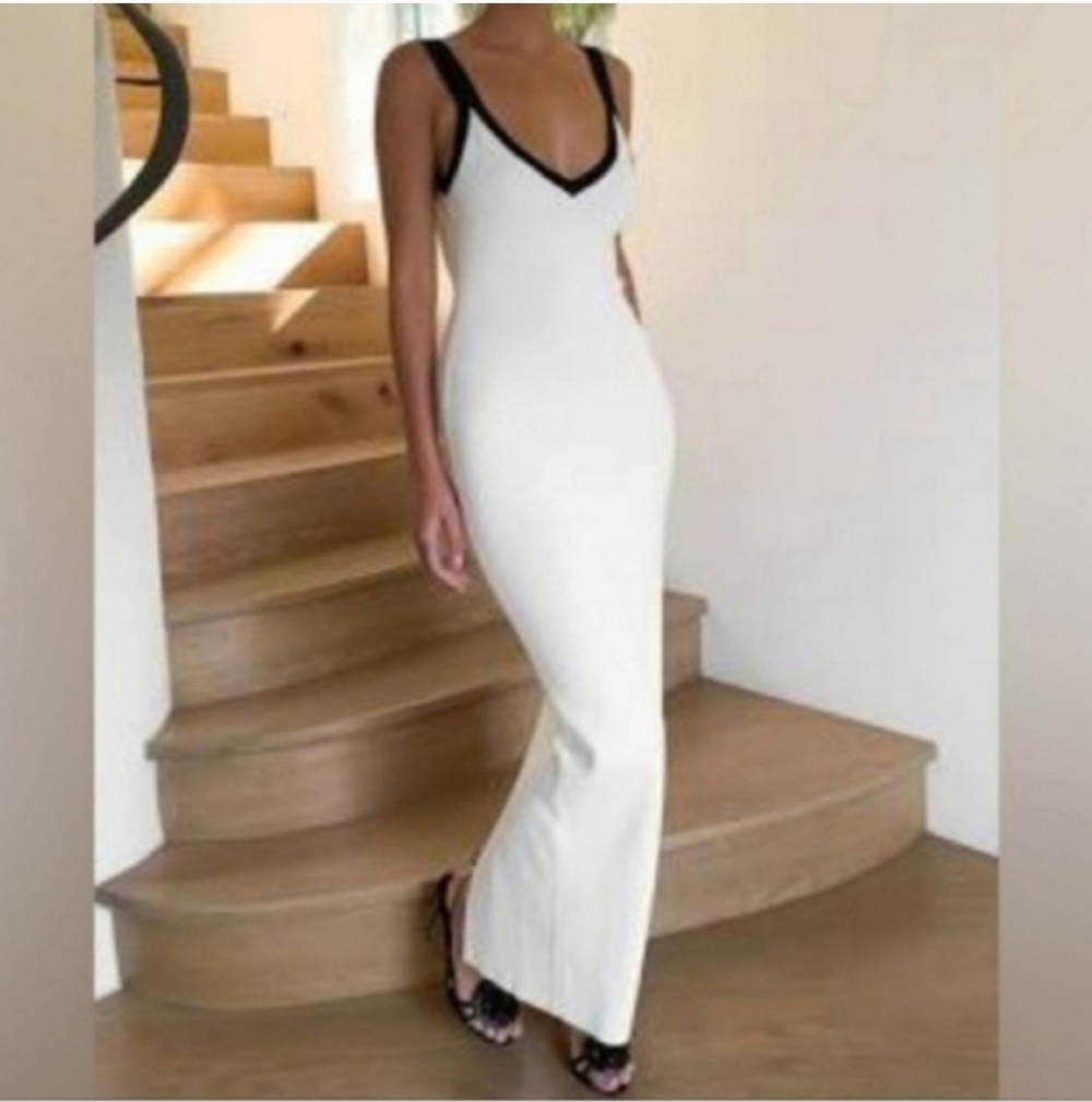 Meshki White and Black Maxi Dress